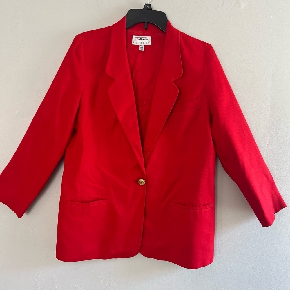 Talbots Red Blazer Single Gold Button Nautical Bu… - image 1